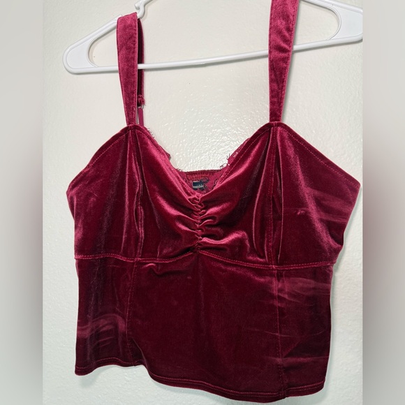 Abercrombie & Fitch Tops - Abercrombie & Fitch Velvet Crop Top in Deep Red